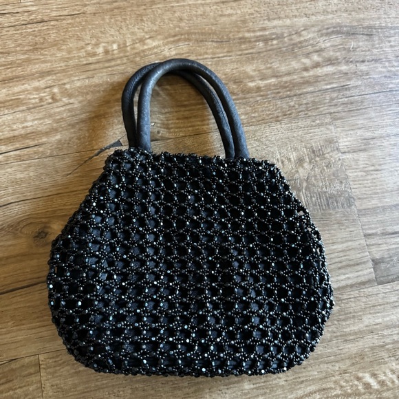 Handbags - Vintage Black Beaded mini Handbag - Elegant Evening Bag y2k